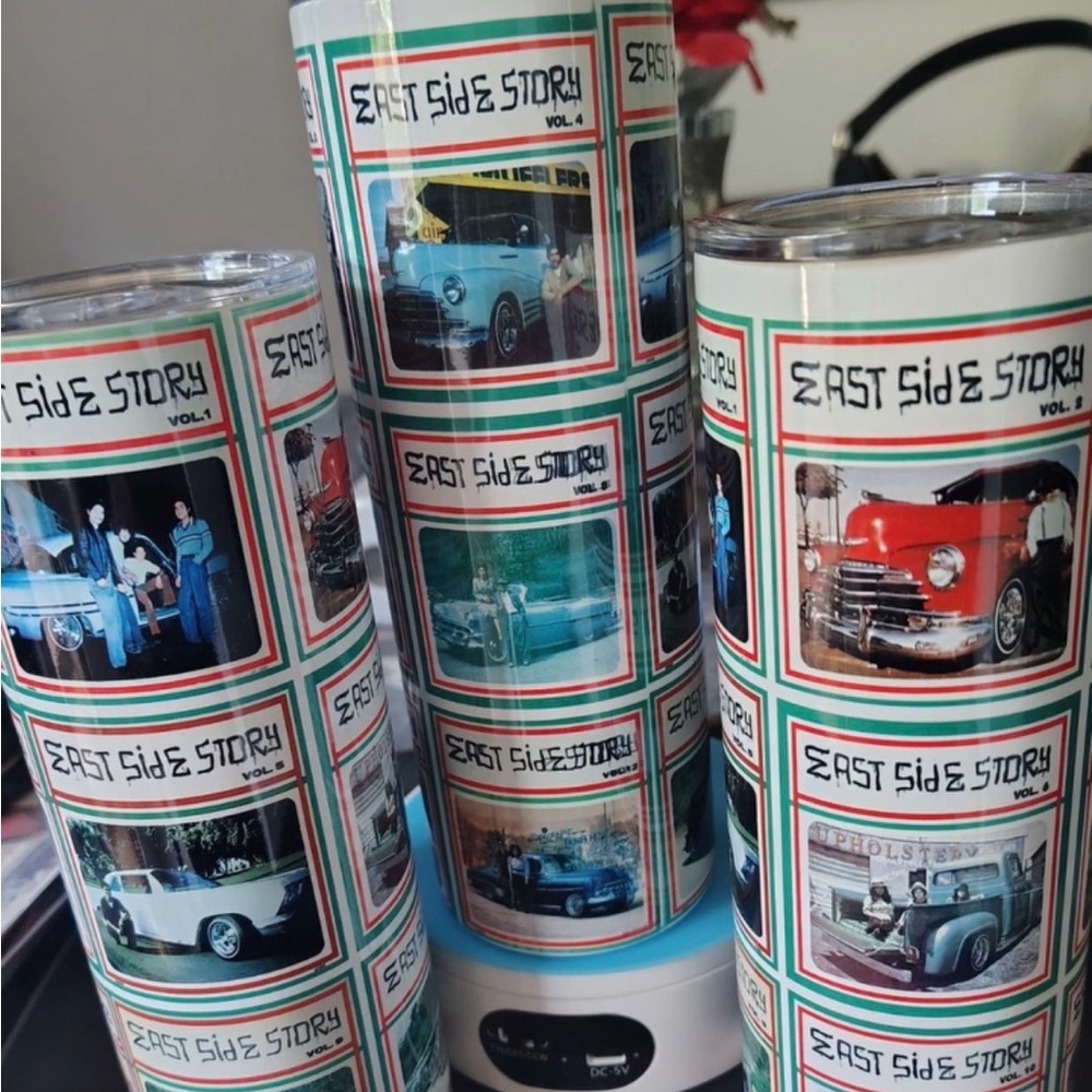 East Side Story Vintage Car Stainless Travel Tumbler - White